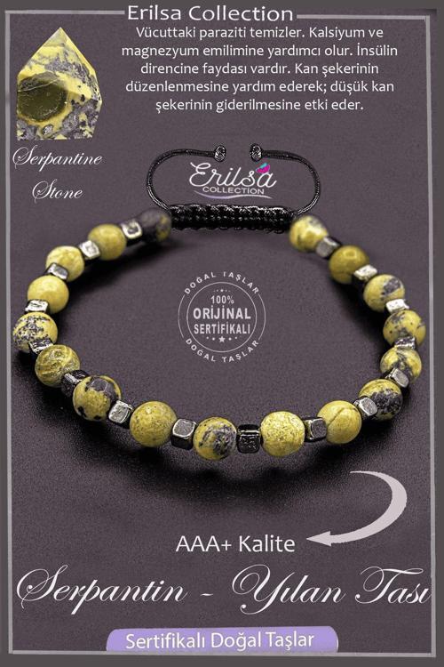 Sertifikalı AAA+ Kalite Gerçek Terahertz - Serpantin - Yılan Taşı Bileklik