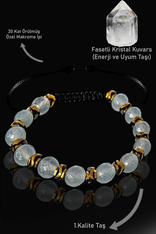 Sertifikalı Gerçek Hematit - Kristal Kuvars Taşı Bileklik