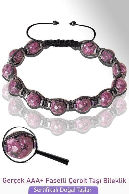 Sertifikalı Gerçek Fasetli Çeroit Taşı Bileklik - Ayarlamalı