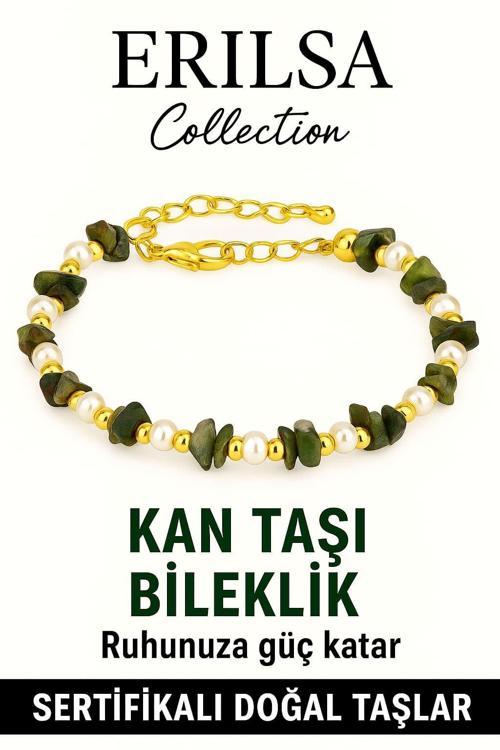 Sertifikalı Kırık Taşlı Model İnci – Kan Taşı (Heliotrop) Bileklik – Koruyucu ve Canlılık Enerjisi