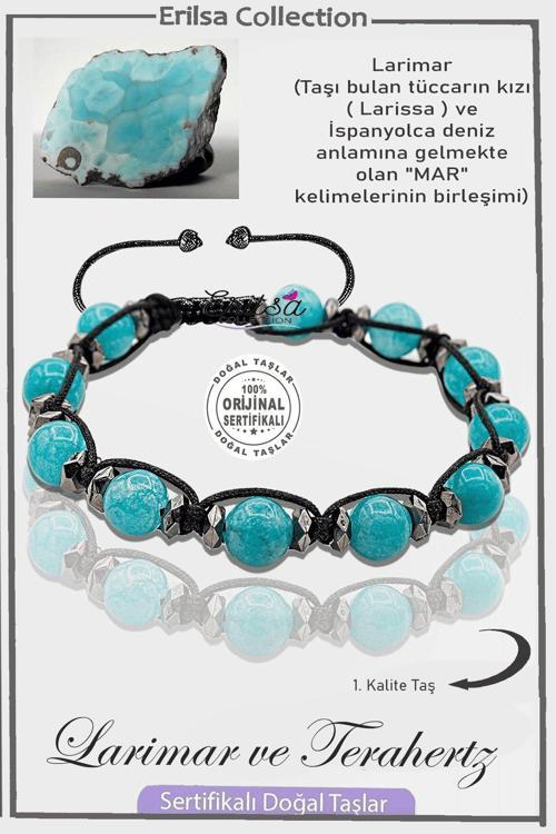 Sertifikalı Gerçek AAA+ Terahertz - Larimar Taşı Bileklik