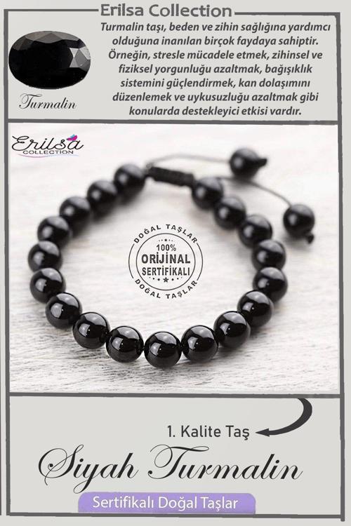 Sertifikalı AAA+ Kalite Gerçek Siyah Turmalin Taşı Bileklik