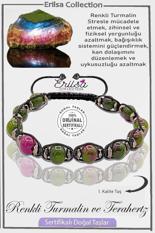 Sertifikalı Gerçek AAA+ Terahertz - Renkli Turmalin Taşı Bileklik