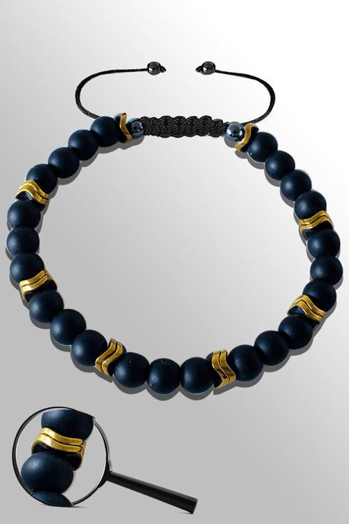 Sertifikalı Gold Hematit 6 Mm Doğal Ham Şungit ( Shungite ) Taşı Bileklik