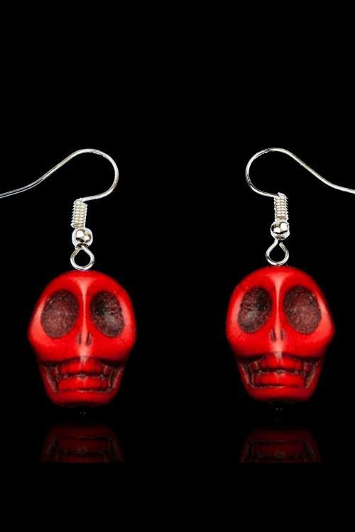 Sertifikalı Kuru Kafa Model Gerçek Kırmızı Havlit Taşı Küpe