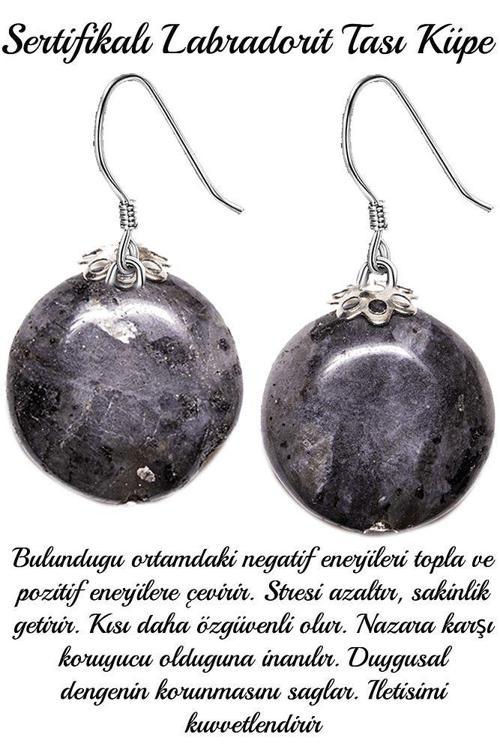 Sertifikalı Aaa+ Kalite Labradorit Taşı Doğal Taş Küpe