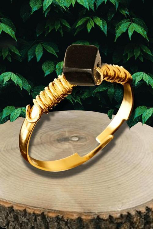 Sertifikalı Kırık Taşlı Gold Model Turmalin Taşı Yüzük - Ayarlamalı