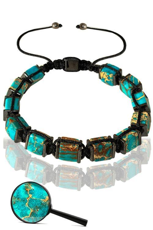 Sertifikalı Küp Model Gerçek Açık Mavi Varisit Taşı Bileklik