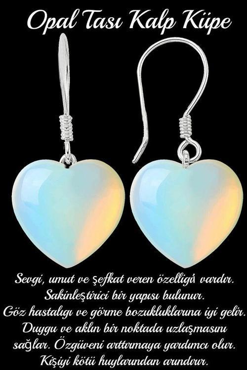 Sertifikalı Kalp Kesim Opal Taşı Doğal Taş Küpe
