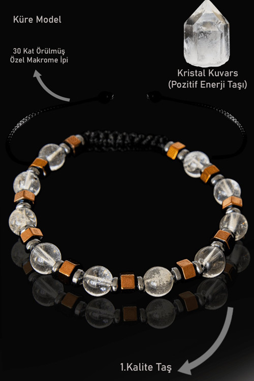 Sertifikalı Gerçek Rose Hematit - Kristal Kuvars Taşı Bileklik - 6 mm