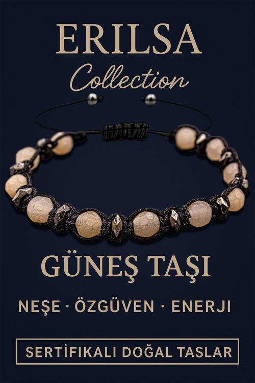 Sertifikalı Fasetli Terahertz & Güneş Taşı Bileklik – Özgüven, Canlılık ve Koruyucu Enerji