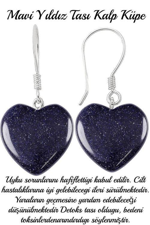 Sertifikalı Kalp Kesim Mavi Yıldız Taşı Doğal Taş Küpe