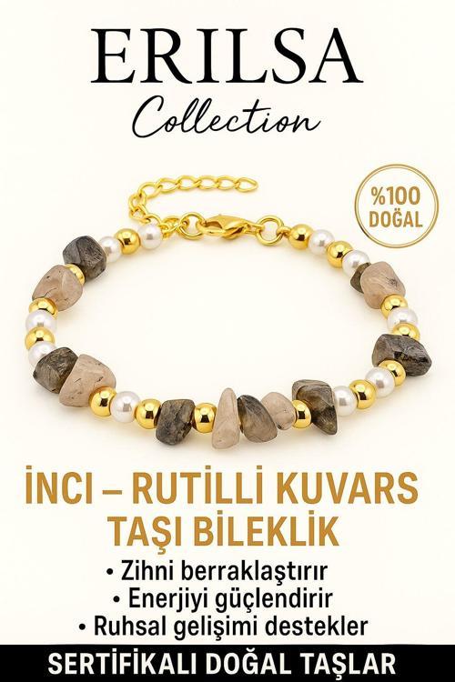 Sertifikalı İnci ve Rutil Kuvars Taşı Bileklik – Zihinsel Berraklık