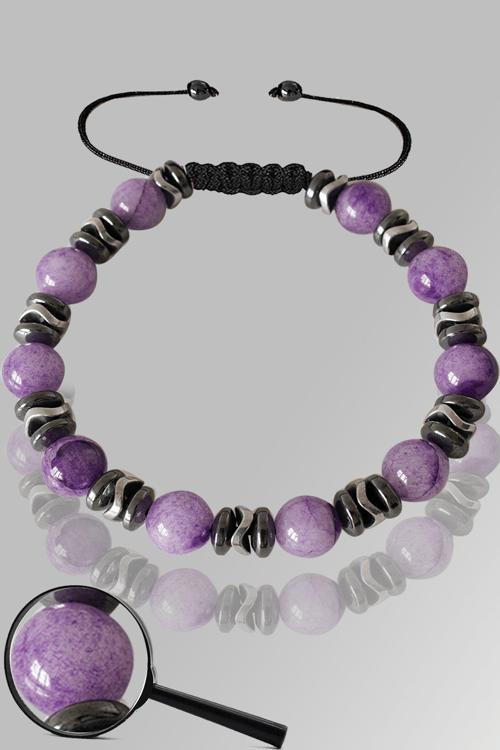 Sertifikalı Mat Rose Hematit - Lepidolit Taşı Bileklik - Ayarlamalı