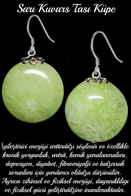 Sertifikalı Sarı Kuvars Taşı Küpe - 1.kalite