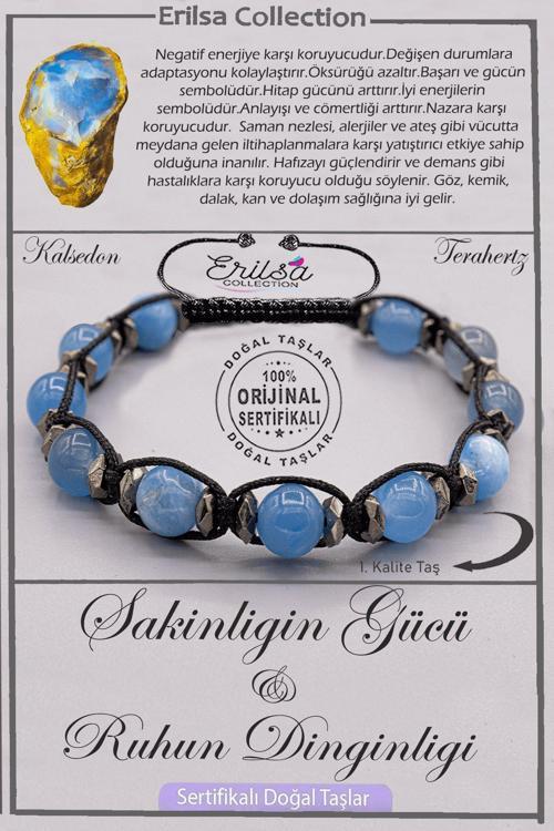 Sertifikalı AAA+ Kalite Doğal Terahertz Mavi Kalsedon Sakinliğin Gücü Ruhun Dinginliği