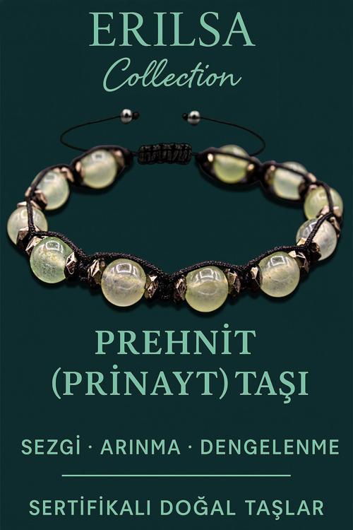 Sertifikalı Terahertz & Prehnit (Prinayt) Taşı Bileklik – Kalp Şifası, Sezgi ve Koruyucu Enerji
