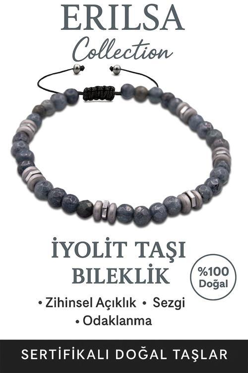 Sertifikalı Fasetli AAA+ Terahertz ve İyolit Taşı Bileklik – İnce Model İlham ve Sezgi