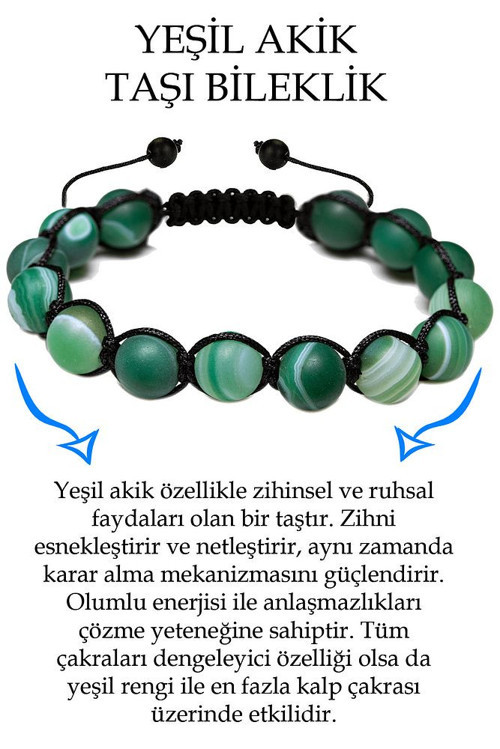 Sertifikalı Ham Işlenmemiş Yeşil Akik Taşı Bileklik