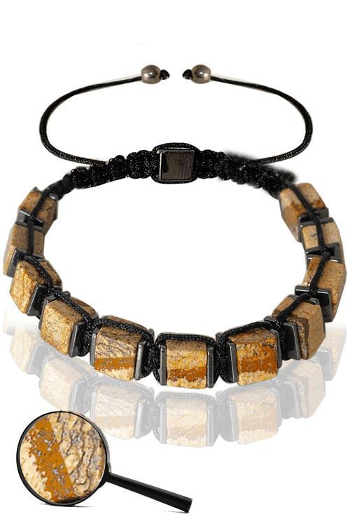 Sertifikalı Küp Model Kahverengi Jasper Taşı Bileklik - Ayarlamalı