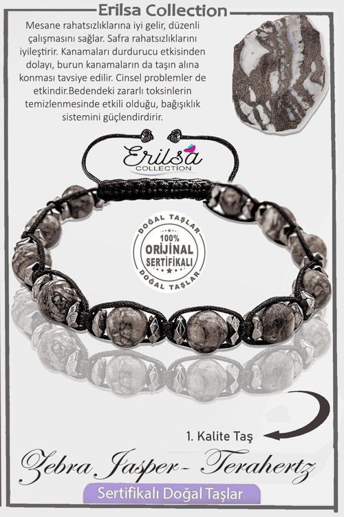 Sertifikalı Gerçek AAA+ Terahertz - Zebra Jasper Taşı Bileklik