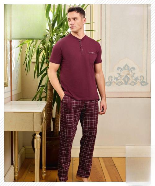 Erkek Düğme Yaka Kısa Kol  Pijama Takımı 6850/11 - 1 Adet