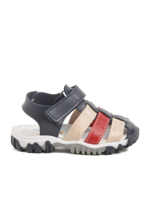 Lacivert Kırmızı Cırtlı Hafif Unisex Çocuk Sandalet 173101 B