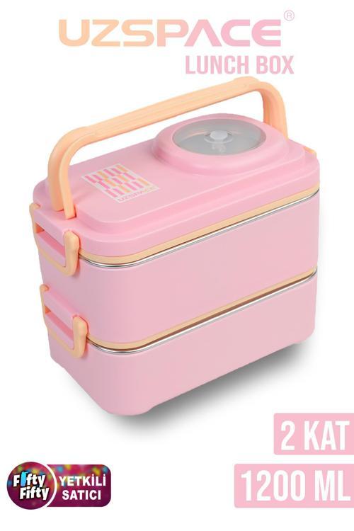 1200 ML İki Kat Dört Bölme Paslanmaz Çelik Lunch Box Yeni Nesil Sefer Tası-Sos Kaseli Model-FFLBOX8023