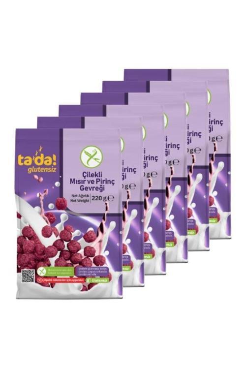 Glutensiz Gluten Free Çilekli Kahvaltılık Mısır Ve Pirinç Gevreği 220 Gr (6 Adet)