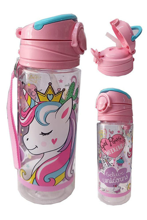 Kız Çocuk Unicorn Matara 500 ml 1 Adet Lisanslı Suluk Okul Matarası Öğrenci Suluğu
