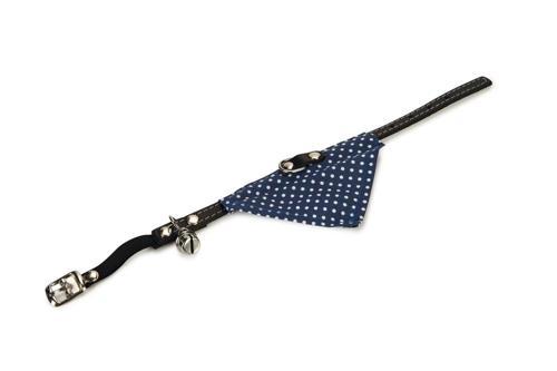 Kedi Boyun Tasması, Bandanalı, Zilli, Mavi, 24-29cm
