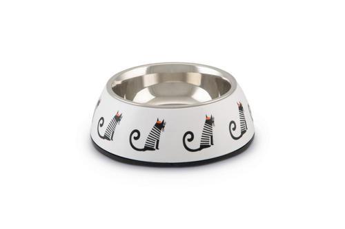 Kedi Mama Su Kabı, Paslanmaz Çelik, Beyaz, 14x4,5cm, 160ml