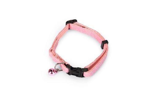 Kedi Boyun Tasması, Zilli, Pembe, 23-32cm