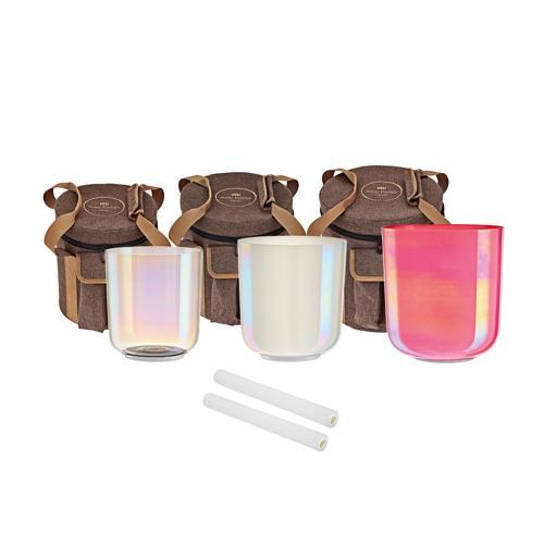 Sonic Energy 3-Parça Essence Crystal Singing Bowl Set (E4 / B3 / G3, 440 Hz)