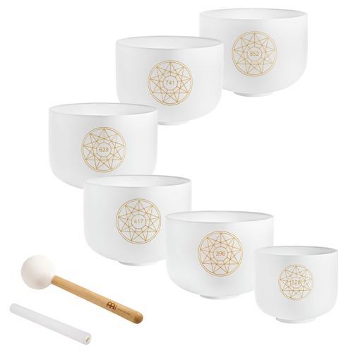Sonic Energy 6-Parça Solfeggio Crystal Singing Bowl Set (Ut 396 Hz, Re 417 Hz, Mi 528 Hz, Fa 639 Hz, Sol 741 Hz, L