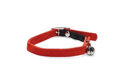 Kedi Boyun Tasması, Süet, Kırmızı, 24-29cm