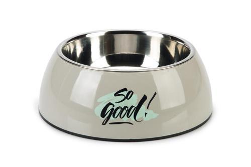 Köpek Mama Su Kabı, Paslanmaz Çelik, Gri, 22cm, 700ml