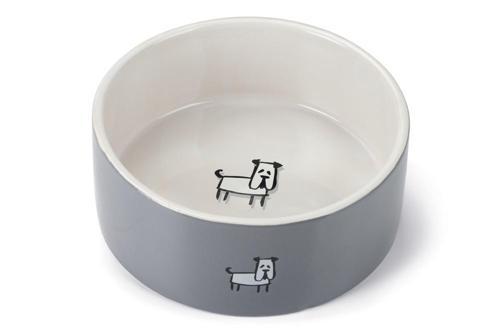 Köpek Mama Su Kabı, Seramik, Beyaz Gri, 21,5cm, 2000ml