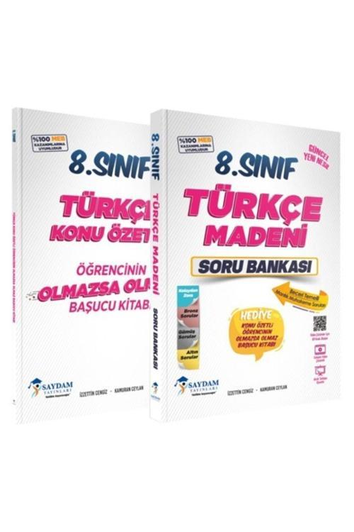 Saydam Yayınları - 8.Sınıf Türkçe Madeni Soru Bankası + Olmazsa Olmaz Başucu Kitabı 9786057418203
