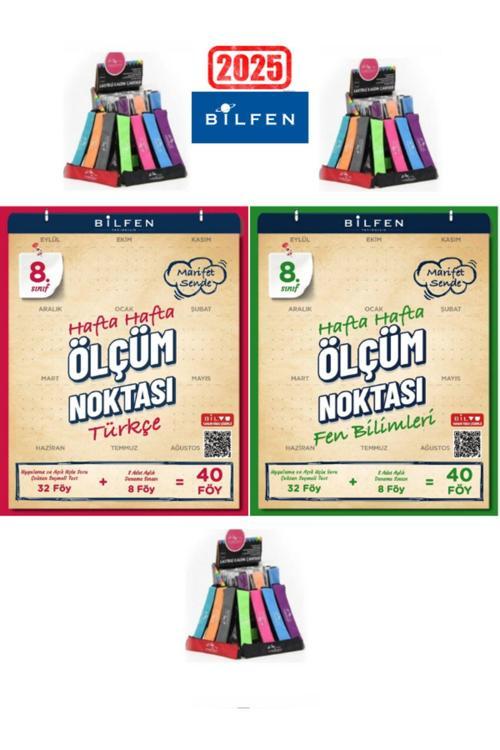 2025 8.Sınıf Türkçe-Fen  Hafta Hafta Ölçüm Noktası Uygulamalı Soru-Deneme Seti+Kalemlik