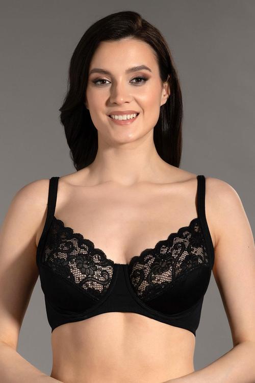 Sütyen C Kap Dantel Detaylı Toparlayıcı | Siyah 6000