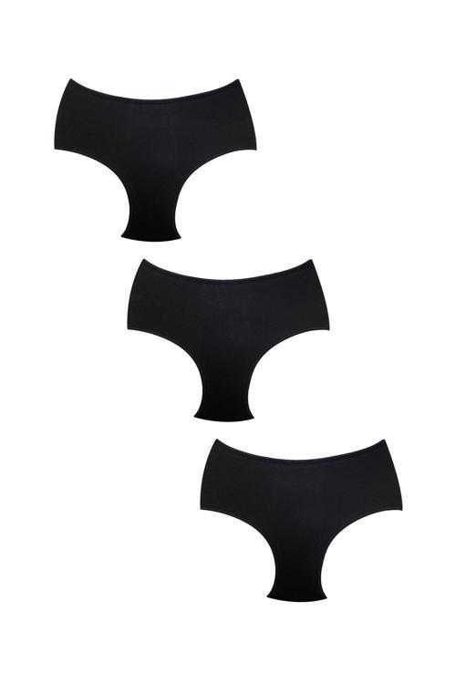 3'lü Paket Pamuklu Modal Bato Külot | Siyah 0335