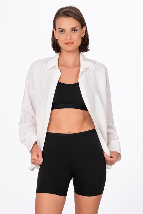 Kadın Likralı Süprem Diz Üstü Tayt | Siyah K26591 