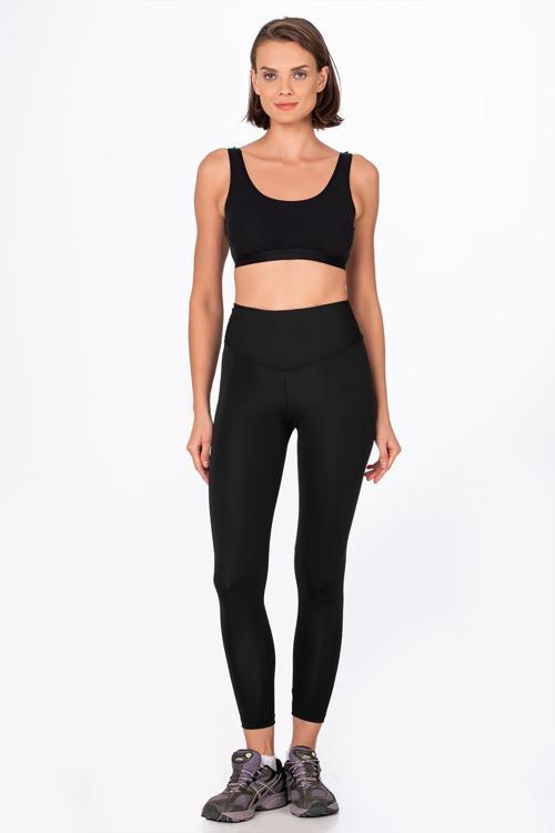 Yüksek Bel Toparlayıcı Spor Tayt | Siyah
