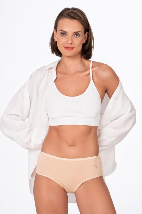 Kadın Pamuklu Yüksek Bel Bato Modal Külot Ten | K23922