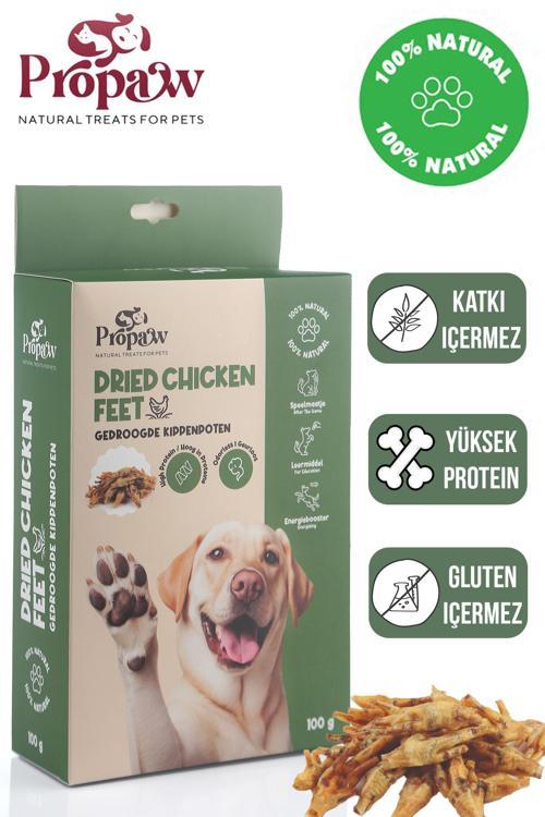 Kurutulmuş Tavuk Ayak Köpek Ödül Maması Çiğnemelik %100 Doğal Tüm Irklar İçin Yüksek Protein 100 g