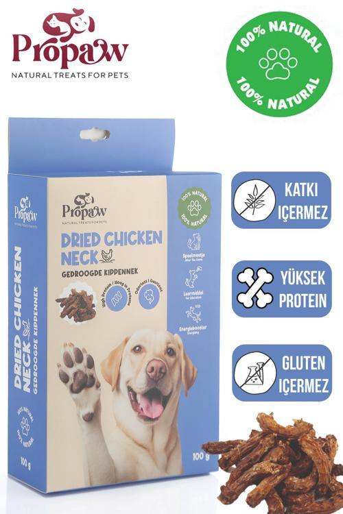 Kurutulmuş Tavuk Boyun Köpek Ödül Maması Çiğnemelik %100 Doğal Tüm Irklar İçin Yüksek Protein 100 g