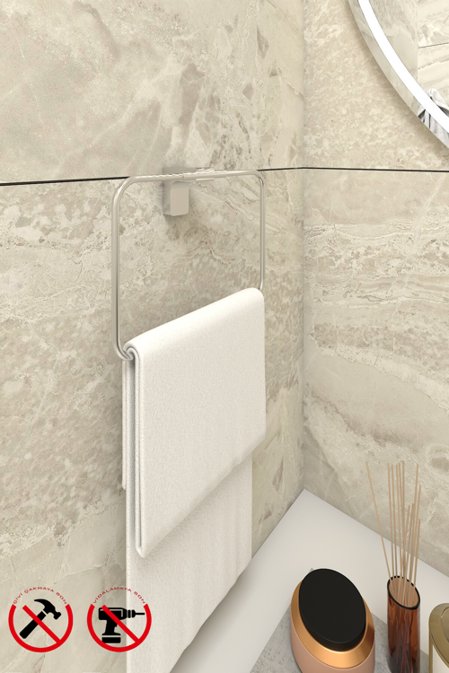 Krom F1 Model Paslanmaz Yuvarlak Havlu Askısı Havluluk