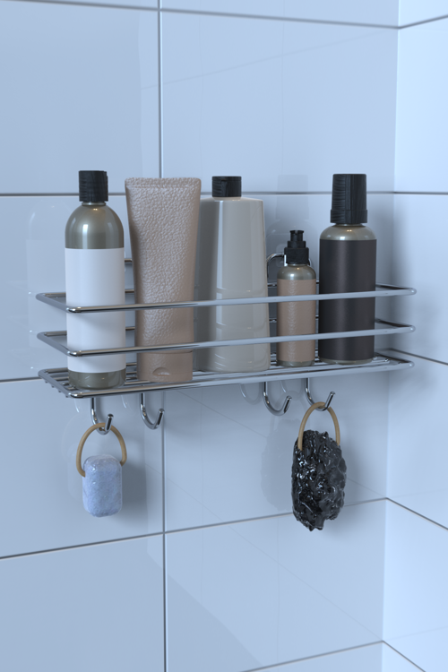 Krom Yapışkanlı 4 Kancalı Banyo ve Mutfak Düzenleyici Mat Duş Askısı