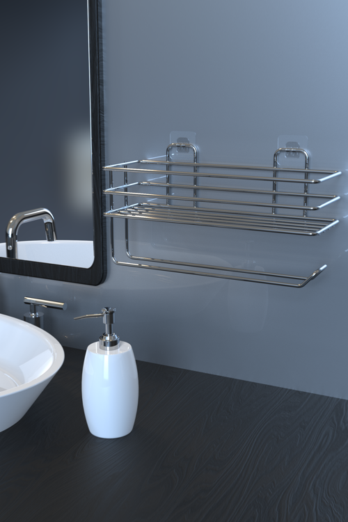 Krom Yapışkanlı Raflı Kağıt Rulo Havluluk Peçetelik Havlu Kağıltlık Banyo Mutfak Düzenleyici